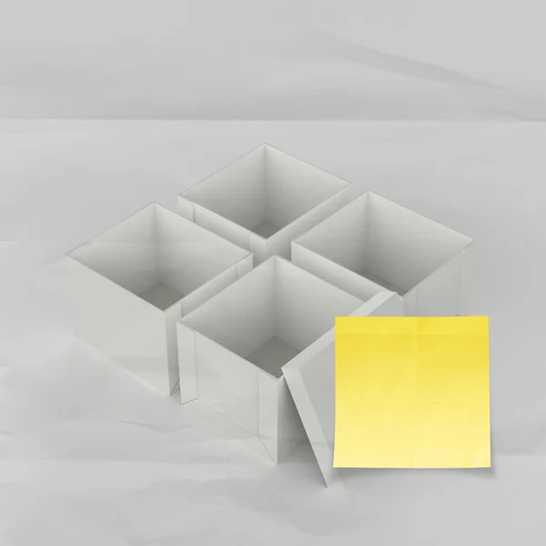 Thinking outside the box on crumpled sticky note paper as concep — Stock Photo, Image