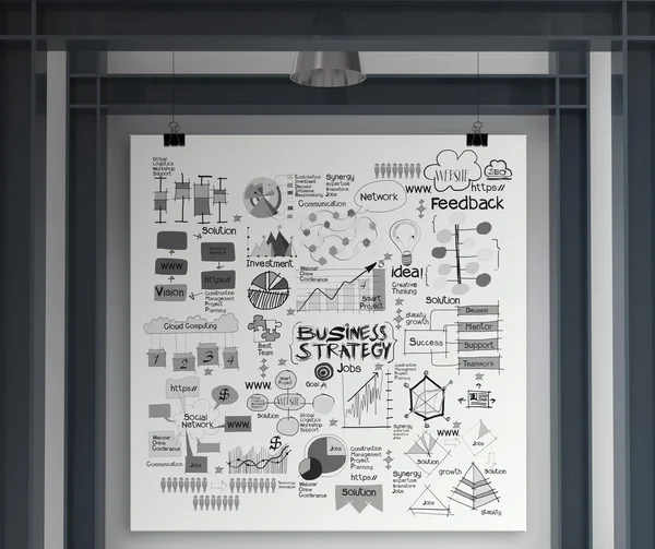 Business concept on poster with composition wall with steel fram — Stock Photo, Image