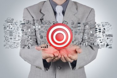 işadamı el 3d hedef işareti ve iş stratejisi olarak kavramı
