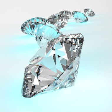 Beyaz 3d modelinde izole edilmiş elmaslar