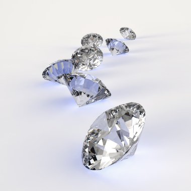 Diamonds isolated on white 3d model clipart