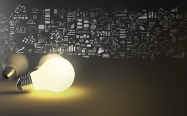 ampul 3d iş stratejisi arka planda kavram olarak