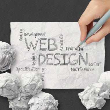 el web tasarım diyagram üzerinde buruşuk kağıt arka plan c çizilmiş