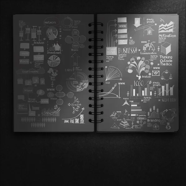 Livro desenhado à mão de negócio de sucesso e estratégia como conceito — Fotografia de Stock