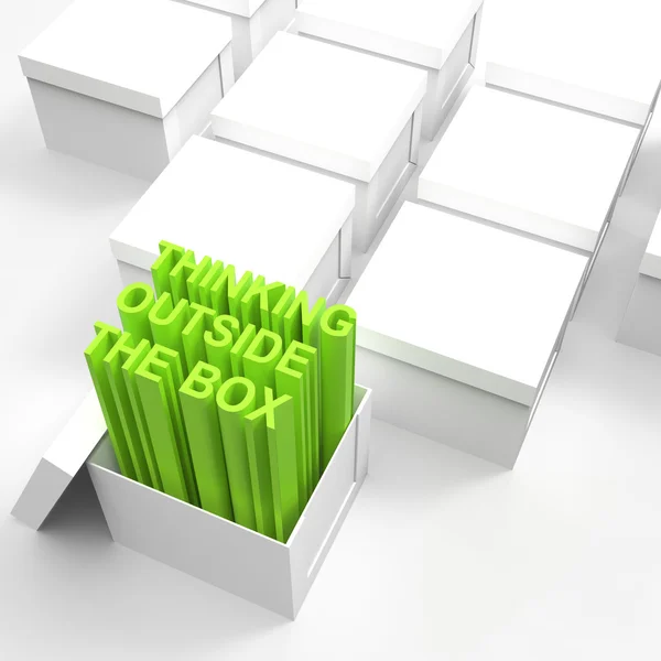 3d open box with extrude text as thinking outside the box concep — Stock Photo, Image