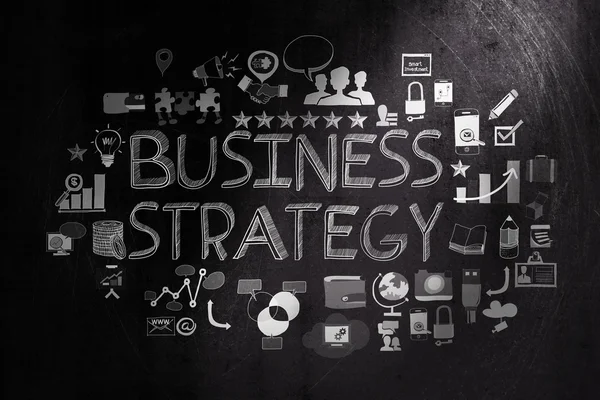 ダーク テクスチャ背景に描かれたビジネス戦略概念として手します。 — ストック写真