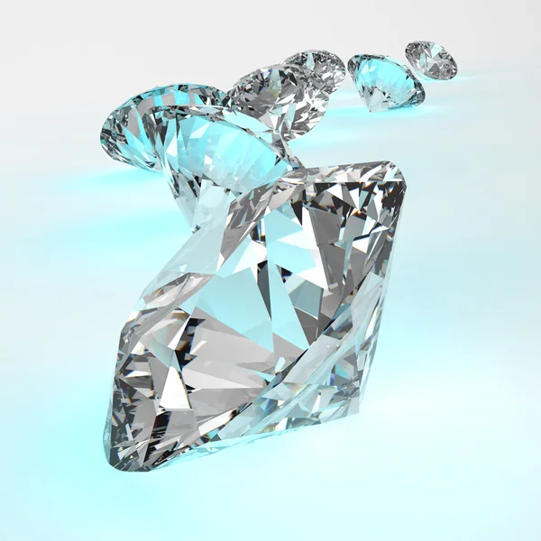 Diamanti isolati sul modello bianco 3d — Foto Stock