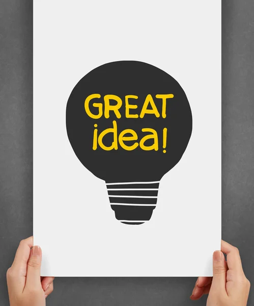 Light bulb crumpled paper in great idea words as creative — Stock Photo, Image