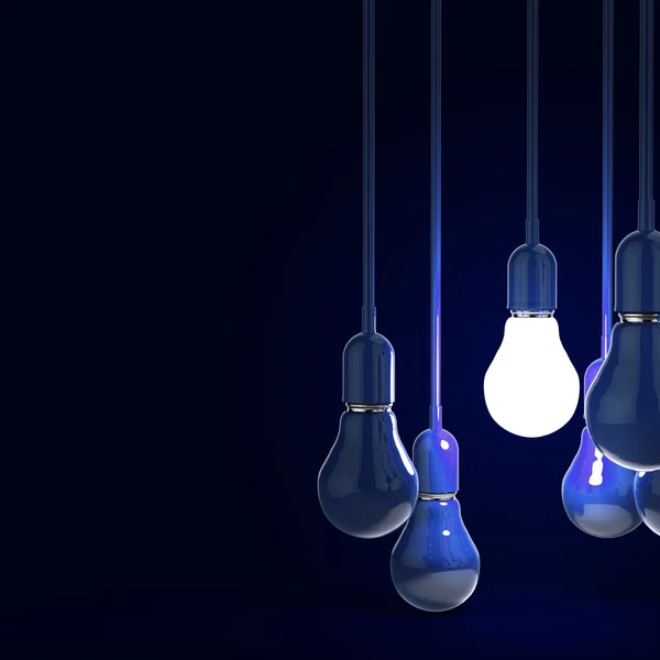 Creative idea and leadership concept with 3d light bulb — Stock Photo, Image