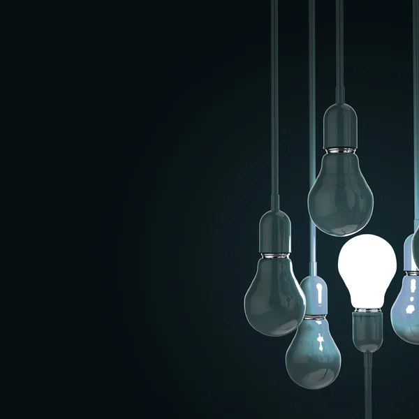 Creative idea and leadership concept with 3d light bulb — Stock Photo, Image