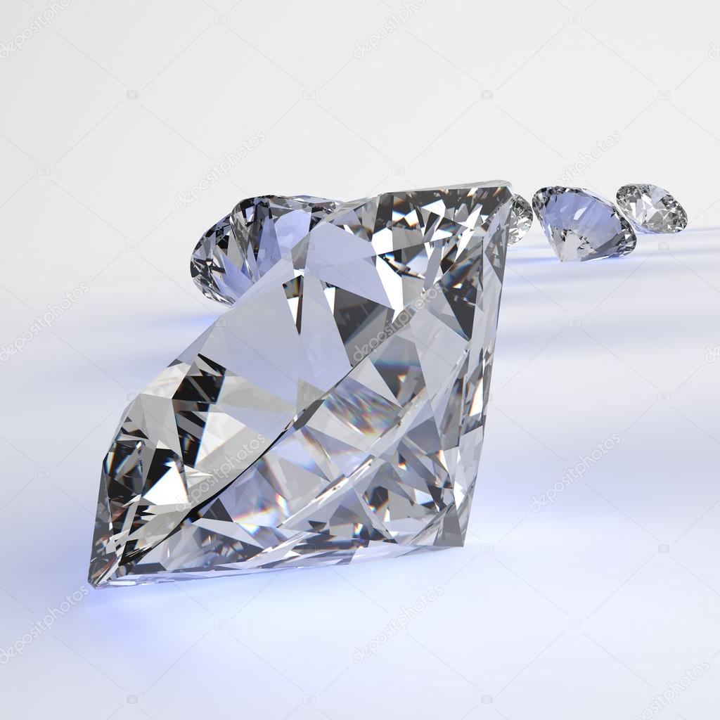 Diamonds isolated on white 3d model composition concept