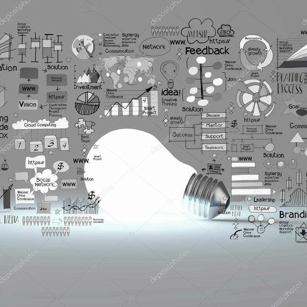 light bulb 3d on business strategy background