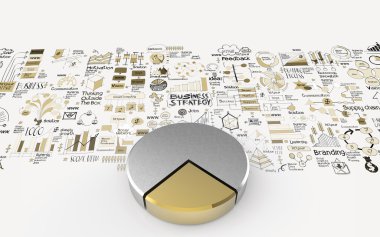 kavram olarak el çekilmiş iş stratejisi ve 3d pasta grafiği