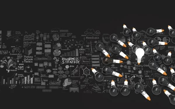 Kreatives design business als bleistift glühbirne 3d als business desi — Stockfoto
