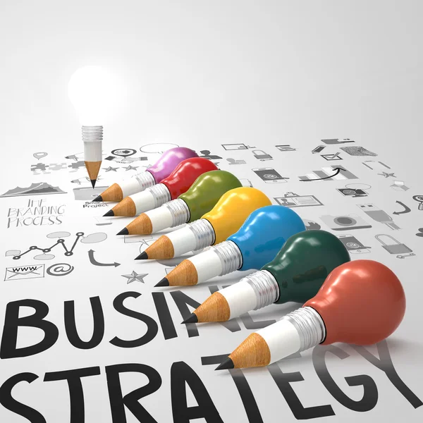 Креативний дизайн бізнесу як олівець Lightbulb 3d як бізнес-бажання — стокове фото