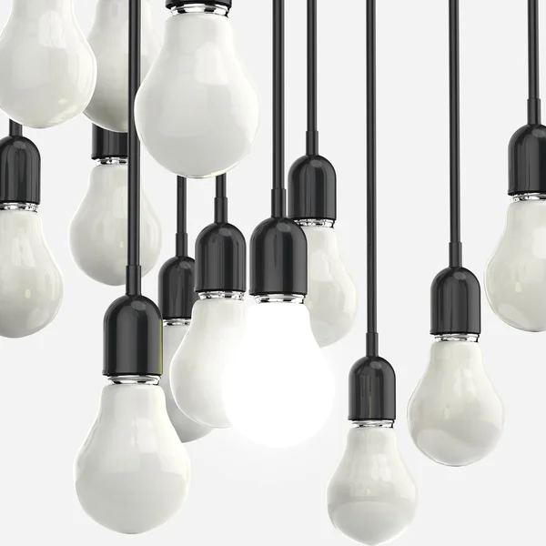 Idea creativa e concetto di leadership lampadina su backgrou grigio — Foto Stock