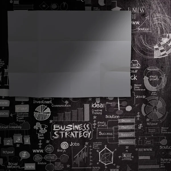 Blank mørkt ark paperon håndtegnet forretningsstrategi baggrund - Stock-foto