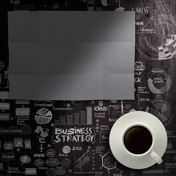 Hoja oscura en blanco papel dibujado a mano estrategia de negocio fondo — Foto de Stock