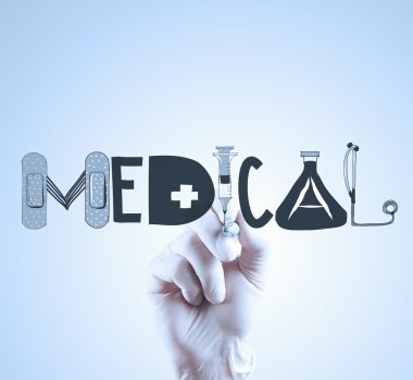 Doktor el tasarım kelime kavram olarak tıbbi çizimi