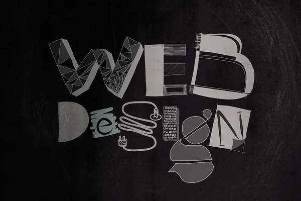 Hand drawing web design на темном фактурном фоне как концепция — стоковое фото