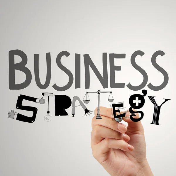 Geschäftsmann zeichnet Geschäftsstrategie als Konzept — Stockfoto