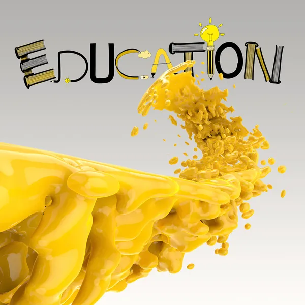 3D-Farbspritzer mit Design-Wort Bildung als Konzept — Stockfoto