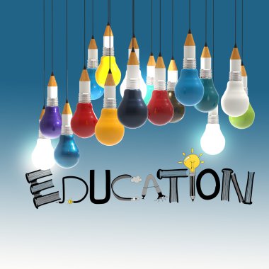 kavram olarak kalem ampul 3d ve tasarım word eğitim