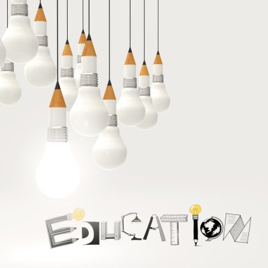 kavram olarak kalem ampul 3d ve tasarım word eğitim