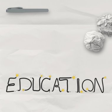 Tasarım word eğitim üzerinde beyaz buruşuk kağıt ve doku backgr