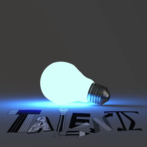 Ampoule 3D mot de conception croissant Talent comme concept — Photo