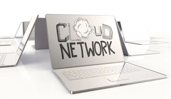 Mano disegnato CLOUD NETWORK parola — Foto Stock