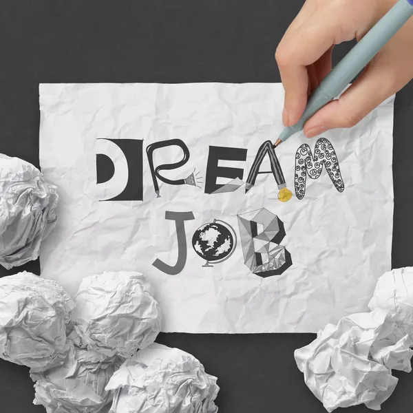 Hand drawing design words DREAM JOB as concept — Stock Photo, Image