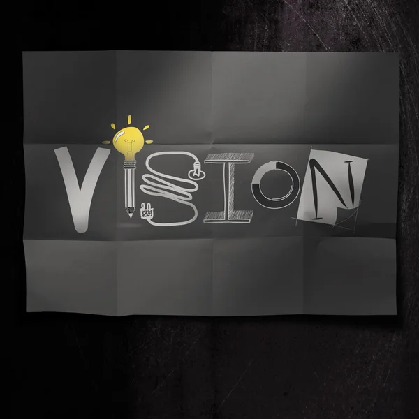 Hand drawn VISION design word on crumpled paper background as c — Stock Photo, Image