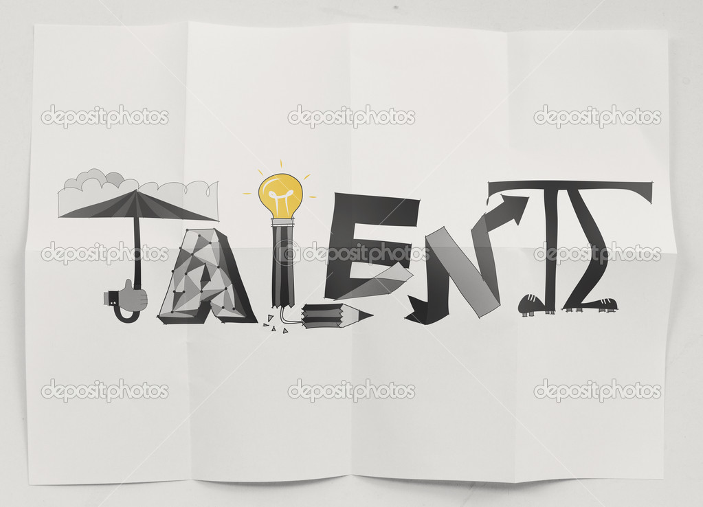  hand drawn  design word Talent on crumpled paper background  as