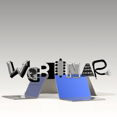 Tasarım webinar ve laptop 3d bilgisayar sözcüğünün kavram olarak