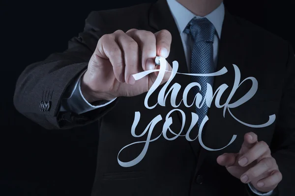Business man hand drwing design word THANK YOU — стоковое фото