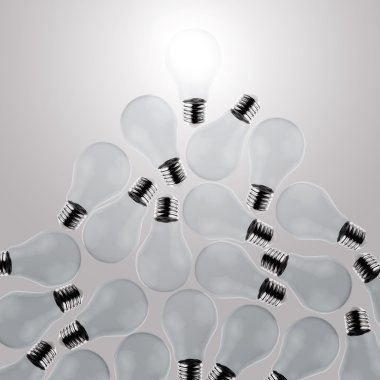 3d growing light bulb standing out from the unlit incandescent b clipart