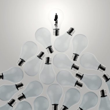3d growing light bulb standing out from the unlit incandescent b clipart