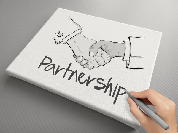 Hand drawn handshake sign as partnership business concept — Stock Photo, Image