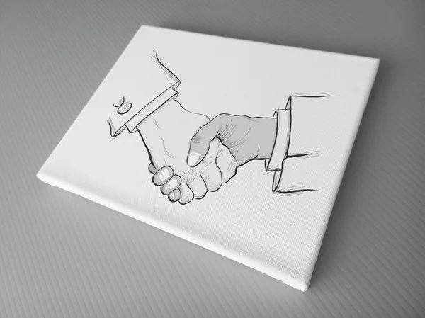 Mano disegnato segno di stretta di mano come concetto di business partnership — Foto Stock