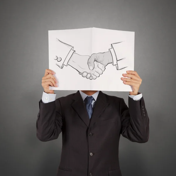 Sinal handshake desenhado à mão como conceito de negócio de parceria — Fotografia de Stock