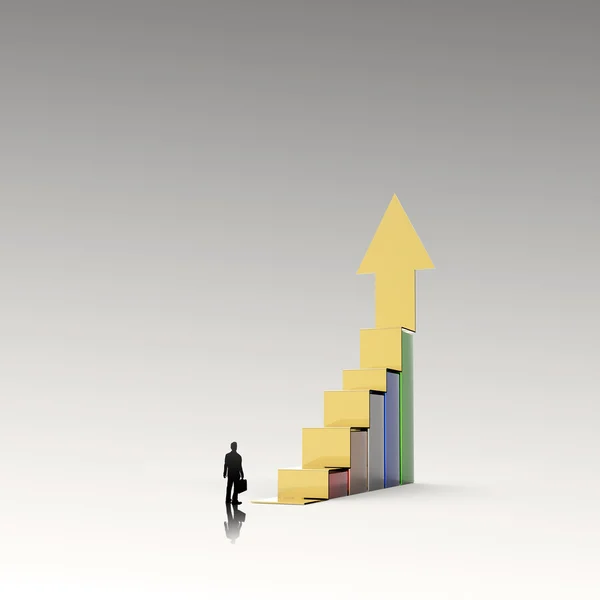 Homme d'affaires regardant Business graph bar croissance comme succès conc — Photo