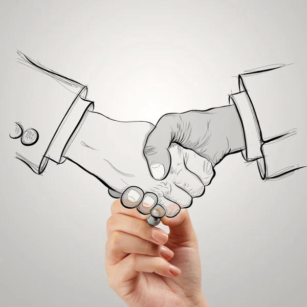 Hand drawn handshake sign as partnership business concept — Stock Photo, Image