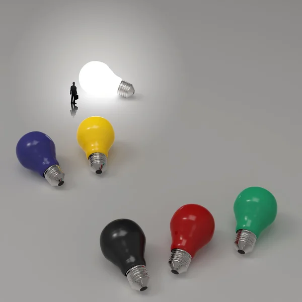 Glödlampa 3d tanken diagram som framgång begrepp — Stockfoto
