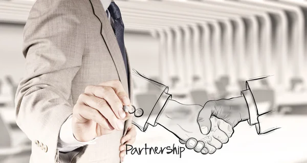 Señal de apretón de manos dibujado a mano como concepto de negocio de asociación — Foto de Stock