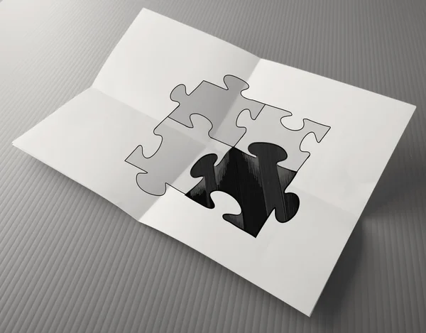 Hand drawing Partnership Puzzle on crumpled paper as concept — Stock Photo, Image