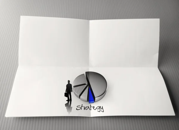 手绘图业务战略词和 3d 饼图的形式显示图标，克伦普 — 图库照片
