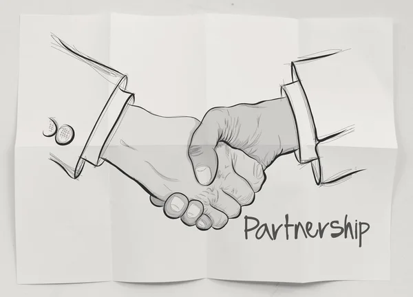 Hand getekend handdruk teken als partnerschap bedrijfsconcept — Stockfoto