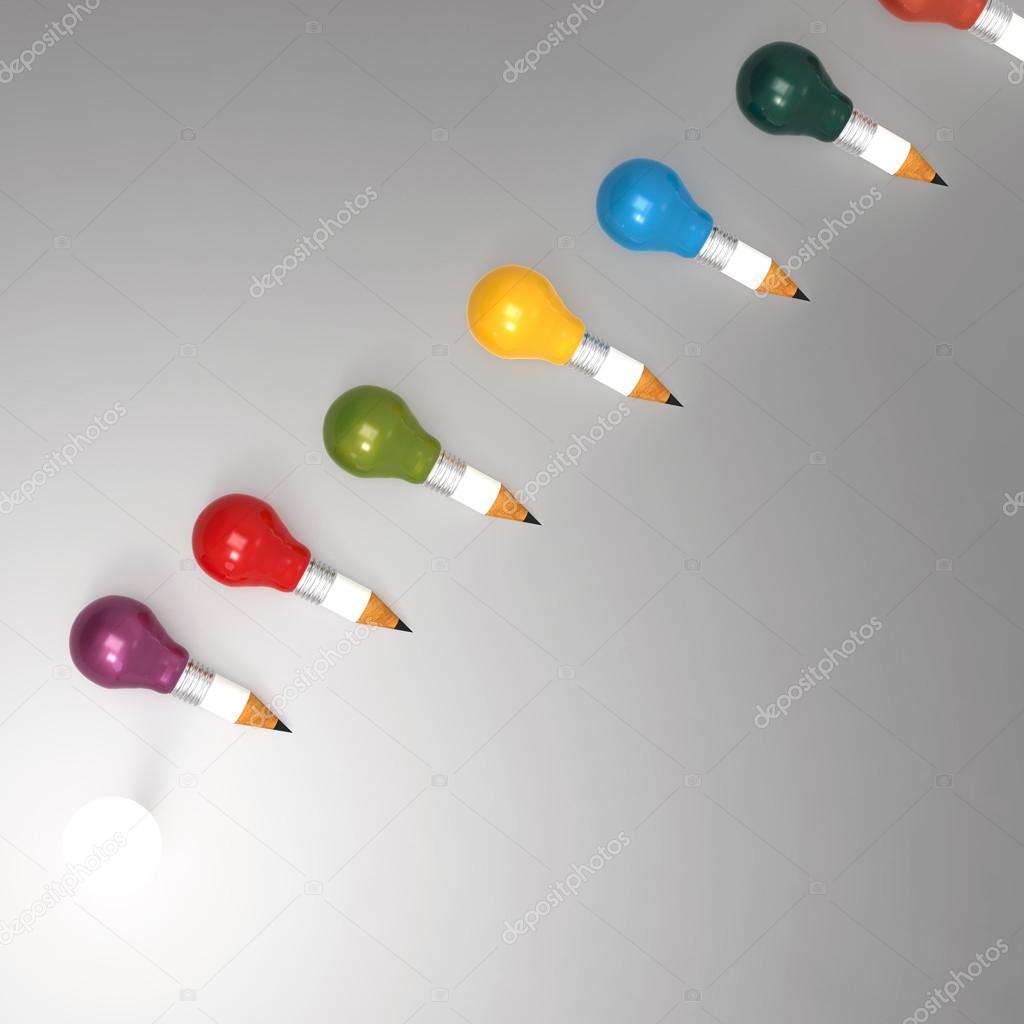 drawing idea pencil and light bulb concept creative and leadersh