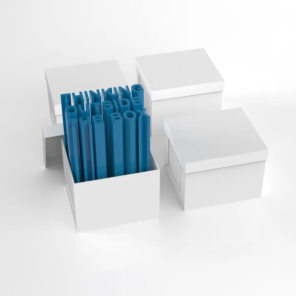 3D offene Box mit extrudiertem Text als Denken außerhalb der Box concep — Stockfoto